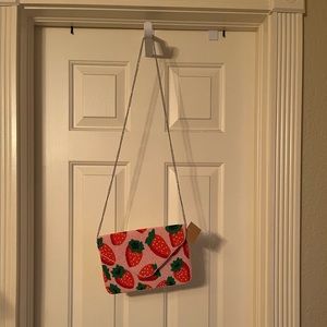 Beaded strawberry envelope purse